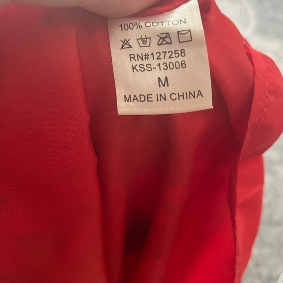 Red patterned mini skirt with elastic waist band - Picture 5 of 5